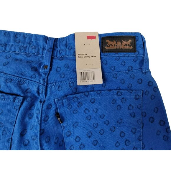 Levis Womens Jeans Bright Mid Rise Raindrop Pattern Skinny Size 2 Petite JH1187 - Picture 3 of 5